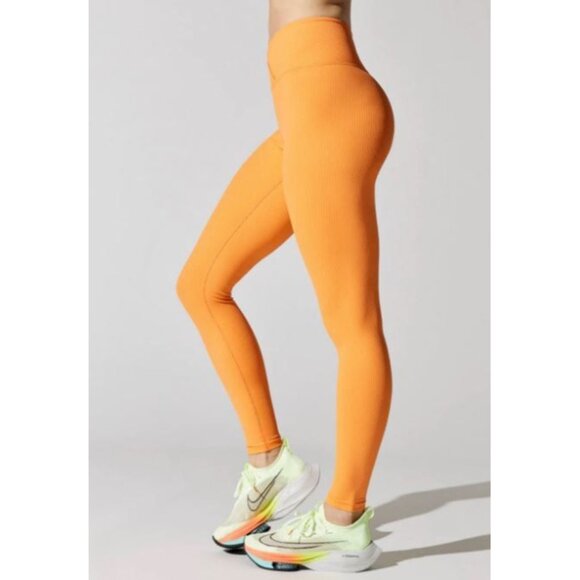 Year Of Our Cross V Waistline Ribbed Veronica Pull On Leggings Orange Women's S - Picture 2 of 10